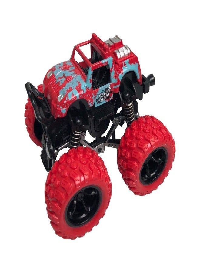 Favela Plastic Monster Trucks Friction Powered Cars Big Rubber Tires for Kids, Pack of 1, Red - Image 2